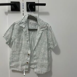 Zara Green Leaf Print Shirt